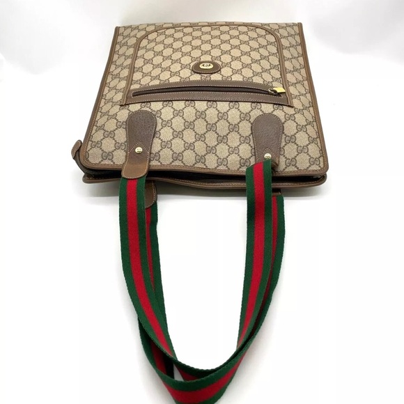 Authentic Gucci Old GG Sherry Line Beige PVC Tote bag - Picture 5 of 16